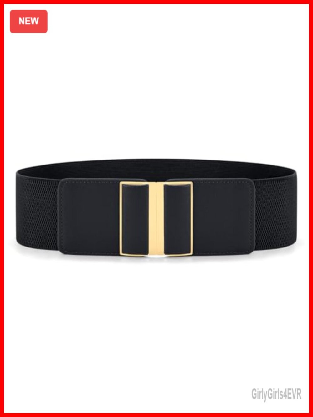 Women Wide Elastic Stretch Belt Leather Interlocking Buckle Vintage Waistband 3